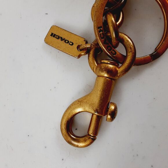 Coach Cherries Keyfob Brushed Antique Brass & Solid Resin Cherries Charm 5" - Picture 12 of 13